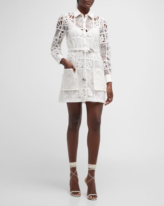 Alexis Tali Belted Cutwork Lace Mini Dress Neiman Marcus