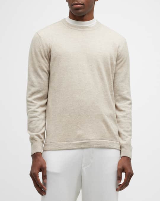 ZEGNA Men s Cashmere Linen Crew Sweater Neiman Marcus
