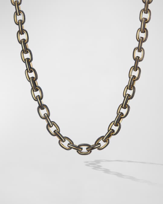 David Yurman Men s Forged Carbon Link Necklace in 18K Gold 9mm 24 L Neiman Marcus