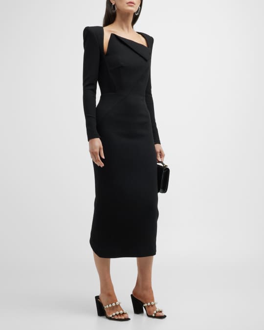 Roland Mouret Asymmetric Midi Dress | Neiman Marcus