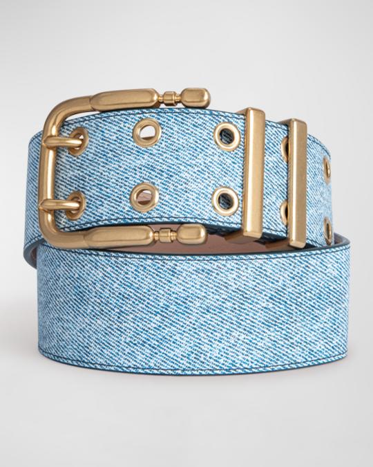 BY FAR Duo Denim Leather Belt | Neiman Marcus