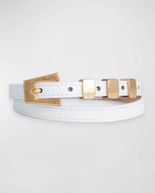 BY FAR Vic Skinny Lizard-Embossed Leather Belt | Neiman Marcus