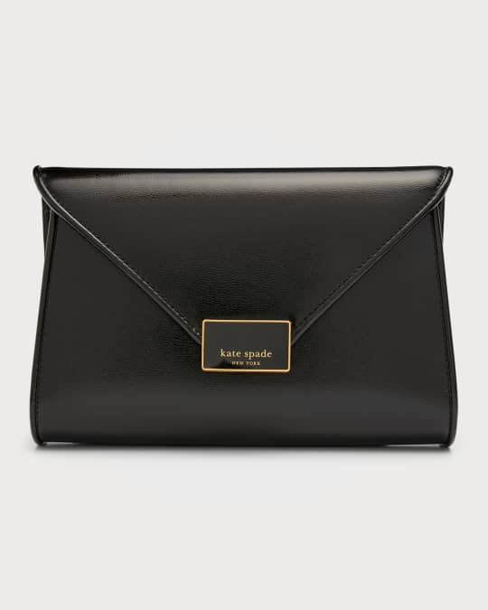 anna medium envelope shiny leather clutch bag