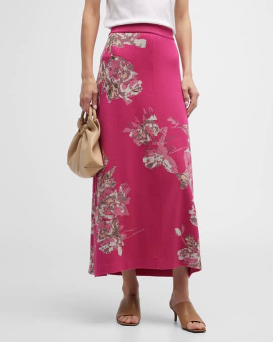 Misook Recycled Floral Jacquard Knit Maxi Skirt | Neiman Marcus