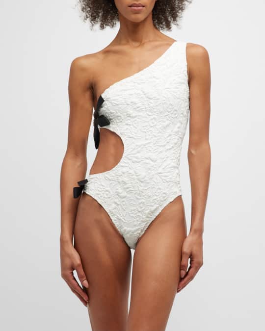 Giambattista Valli Floral Jacquard Bow-Cutout One-Shoulder One 