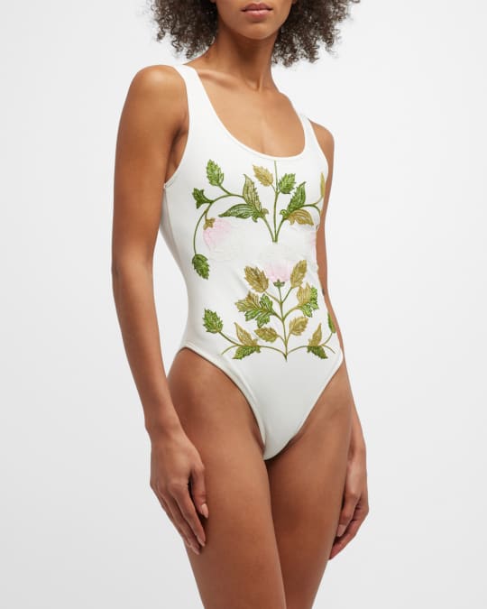 Giambattista Valli Floral Embroidered One-Piece Swimsuit | Neiman 