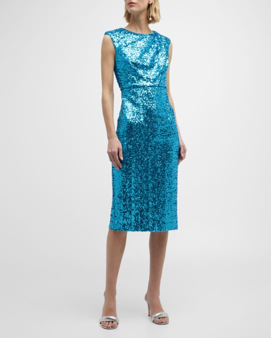 Badgley Mischka Collection Sleeveless Sequin Midi Dress | Neiman Marcus