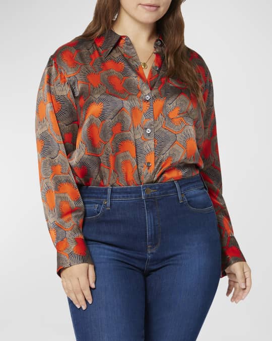Plus Size Bradner Abstract Print Silk Shirt