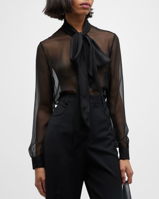 Sheer tie store neck blouse