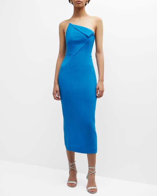 Asymmetric wool and silk midi dress