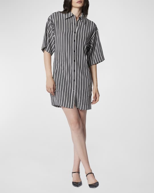 equipment striped shirt dress Equipment Brett Printed Silk Shirt Dress