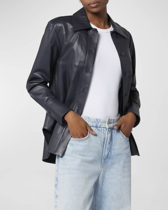 Equipment Nikola ButtonDown Leather Shirt Neiman Marcus