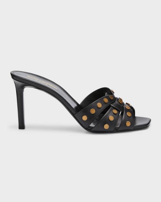 Saint Laurent Tribute Leather Stud Slide Mules