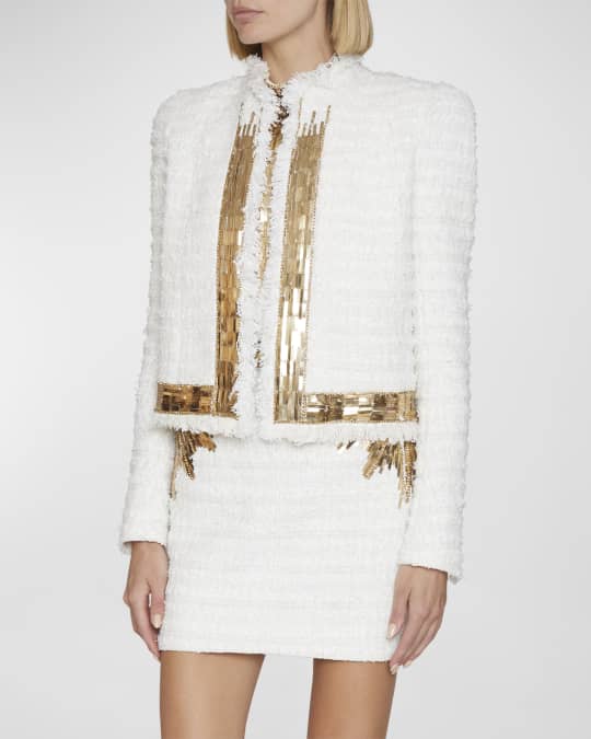 Balmain Sequin Cropped Blazer Balmain Logo-embellished Cropped