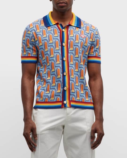 CASABLANCA Men's L'arche de Nuit Cuban-Collar Shirt | Neiman