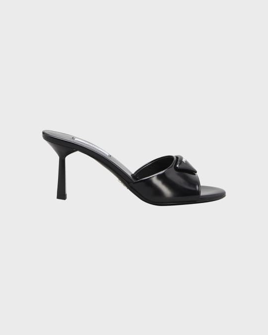 Prada Leather Logo Mule Sandals | Neiman Marcus