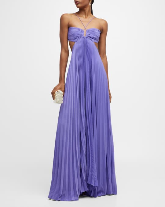 Moira Pleated Halter Maxi Dress