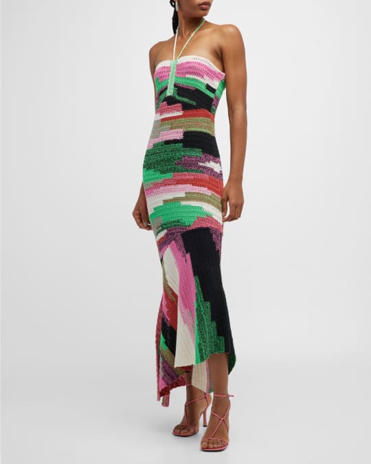 Crochet halter maxi dress sale