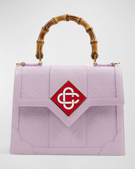 CASABLANCA Jeanne MonogramEmbossed Leather TopHandle Bag Neiman Marcus