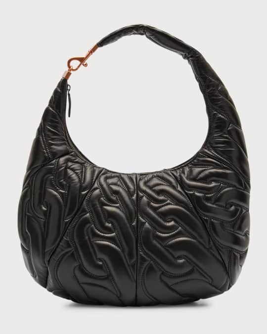 Chain Quilt Leather Hobo Bag