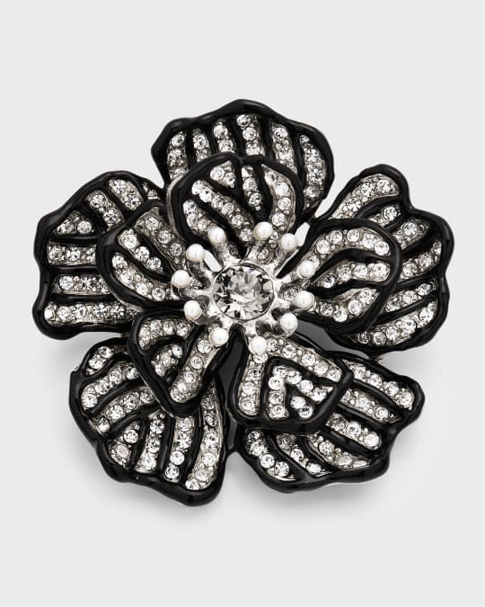 Oscar de la Renta Broken Flower Brooch with Crystals