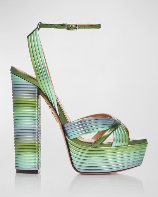 Louis Vuitton Women's Heels, Metallic Leather, Rainbow, Size 7