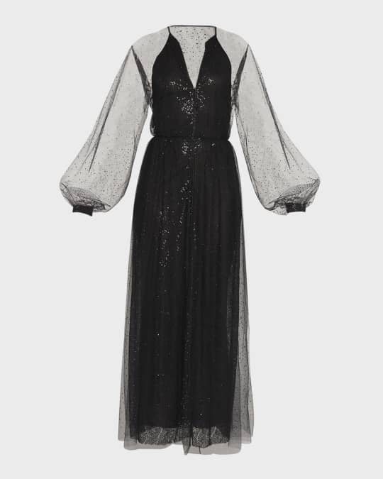 オリジナル Strass Armani Giorgio Tulle-Overlay Gown Silk Sequin その他ドレス