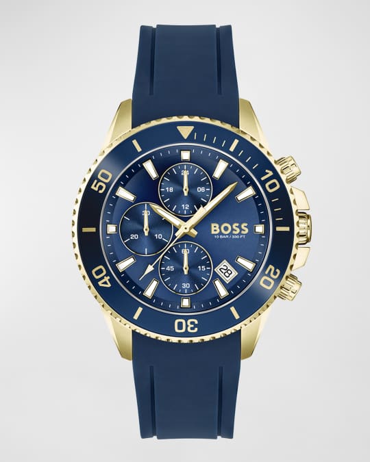 Men s Admiral Silicone Strap Gold Tone Chronograph Watch 45mm
