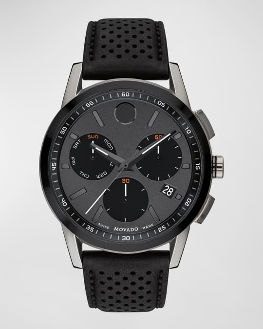 Men s Museum Sport Chronograph Perforated Leather Watch 43mm