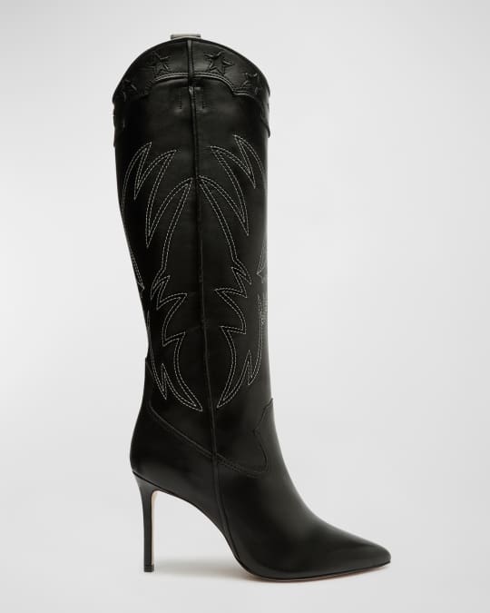 Schutz Maryana Leather Stiletto Western Boots | Neiman Marcus