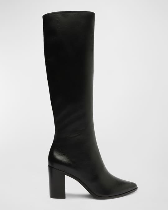 Schutz Mikki Leather Block-Heel Knee Boots | Neiman Marcus