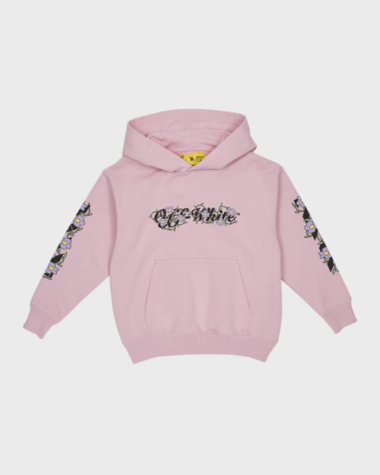 Off white pink floral hoodie hotsell