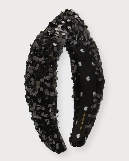Lele Sadoughi Knotted Sequins Headband Lele Sadoughi Sequin Velvet Knot Headband | Bloomingdale main image 4