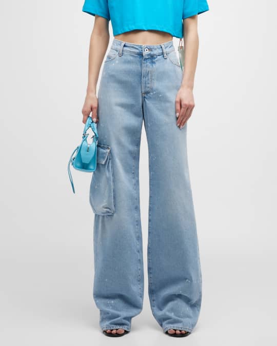 Toy Box Splatter Paint Wide Leg Denim Pants