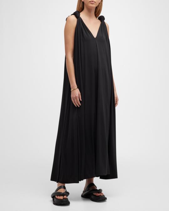jil sander maxi dress Jil Sander Fluid Maxi Dress with Knot Details