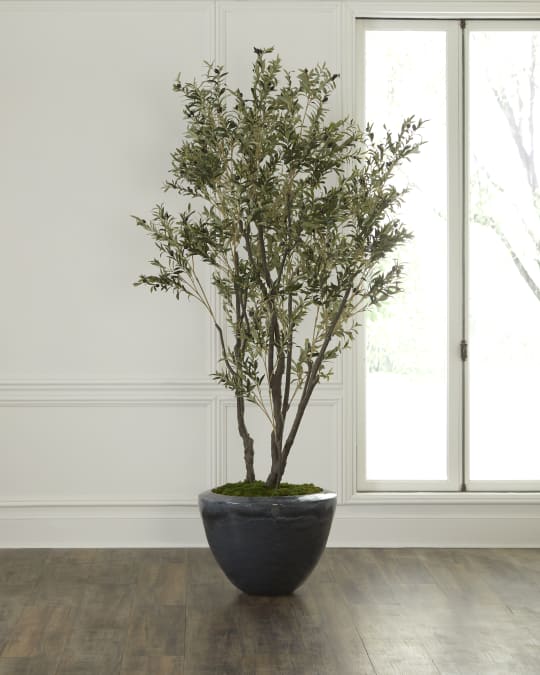 Faux Natural Olive Tree in Ceramic Pot - 112"