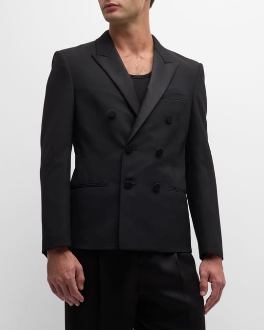 Double-breasted wool tuxedo jacket