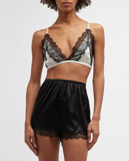 SLEEPING WITH JACQUES Julia Lace-Trim Bralette and Shorts Set