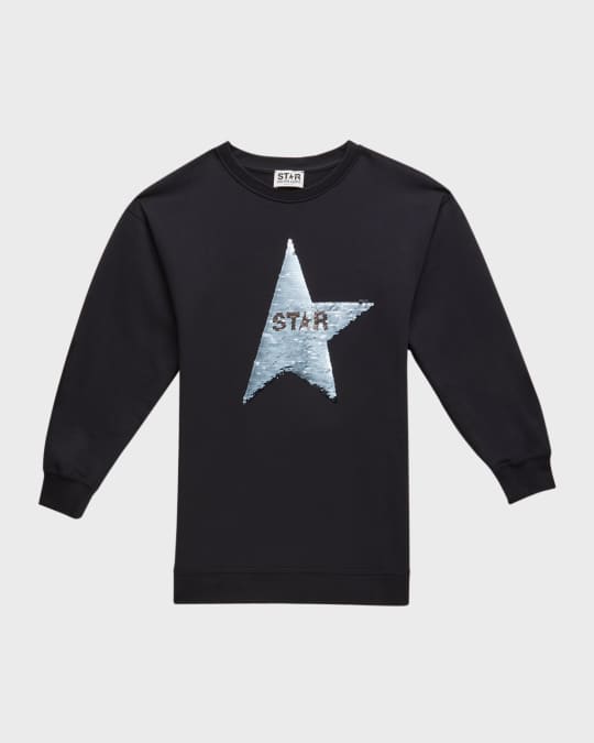 Golden Goose Girl s Reversible Sequin Star Sweatshirt Dress Size 4 10 Neiman Marcus