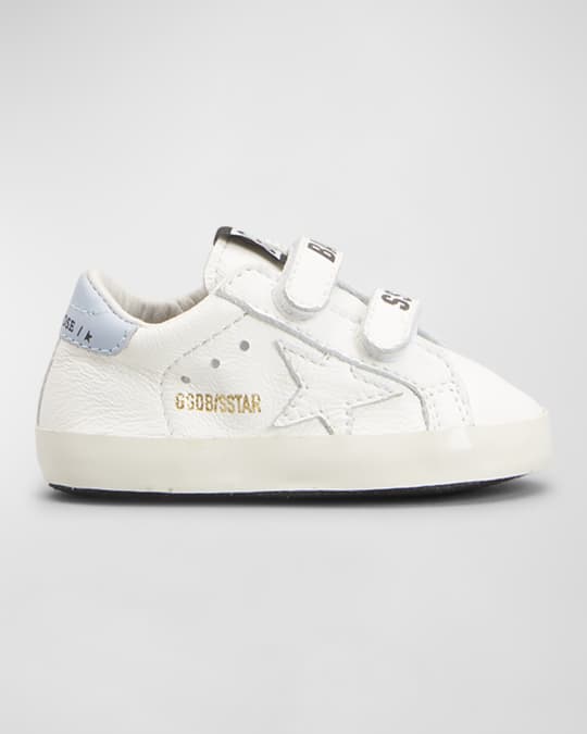 Girl's Old School Leather Grip-Strap Sneakers, Baby
