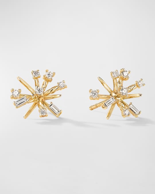 Petite Supernova Stud Earrings with Diamonds in 18K Gold 11.7mm