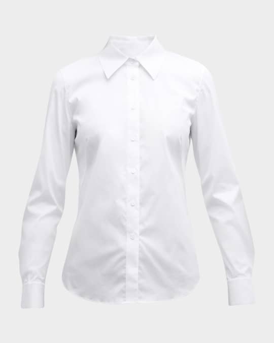 Petite Wright Button-Down Cotton-Blend Shirt