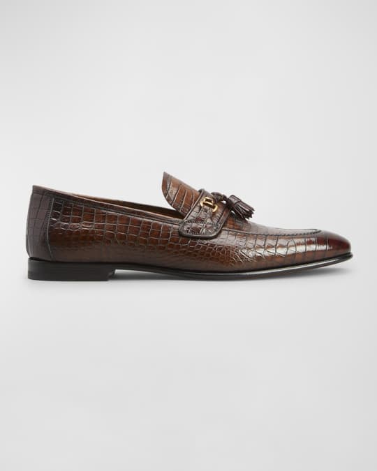 Men's Sean Alligator-Printed Leather Tassel Loafers