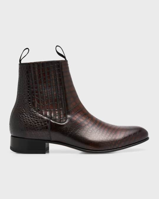 Men s Kurt Alligator Printed Leather Chelsea Boots