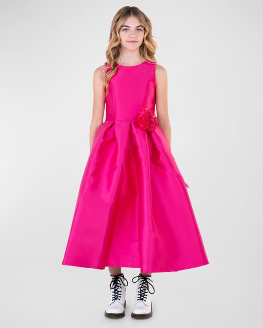 Girl s Missy Flower Applique Tea Dress Size 7 16