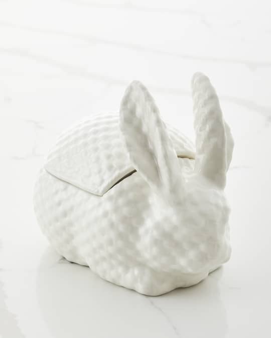 White Wicker-Textured Easter Rabbit Box 