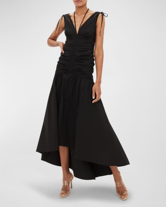 Perrin Ruched High Low Maxi Dress