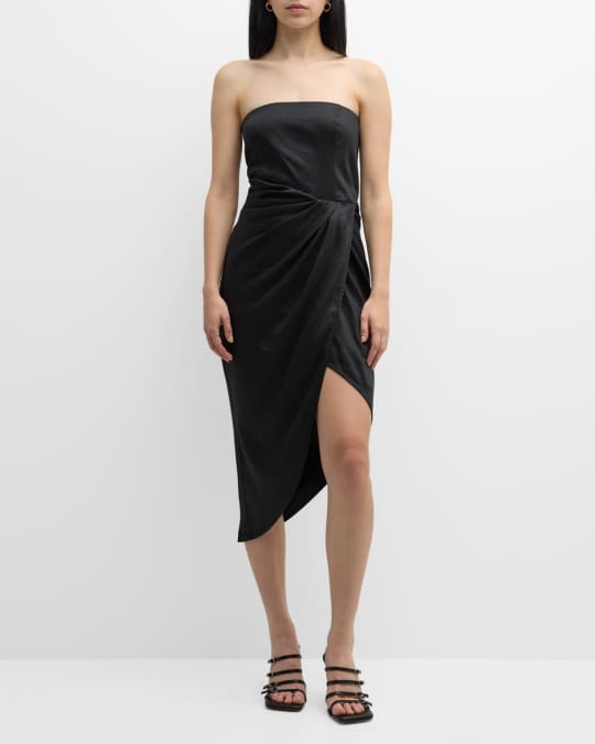 Lica Strapless Linen Midi Dress