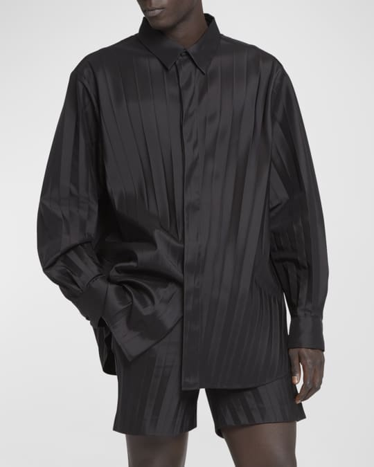 Valentino Garavani Men's Pleated Nylon Sport Shirt | Neiman