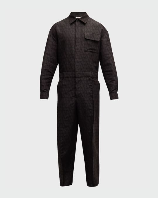 Valentino Garavani Men s Toile Icongraphe Silk Jumpsuit Neiman Marcus
